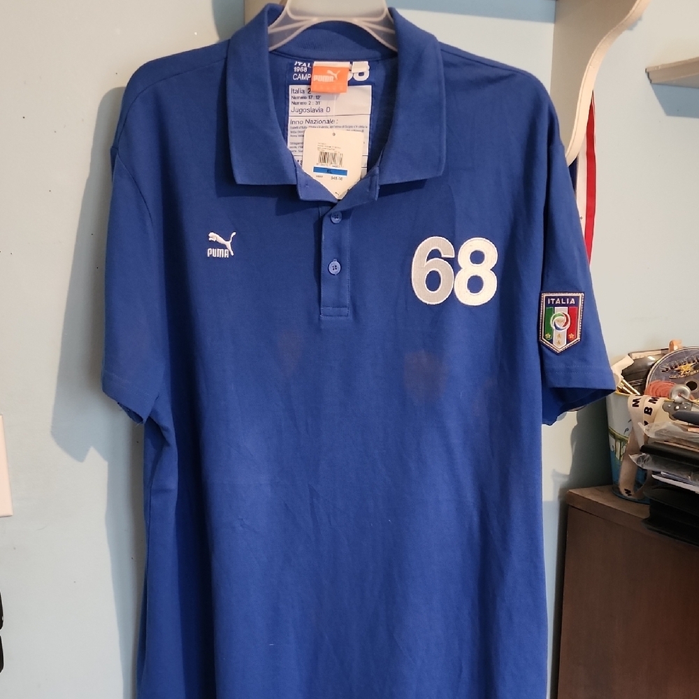 VINTAGE Puma Football Archives Italia 1968 Campioni mens polo shirt XL Tags